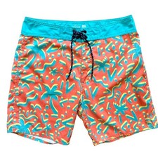 FREEDOM ARTISTS Palm Tree Graffiti Gnarly Bold Swim Shorts MADE in USA MEN'S 32