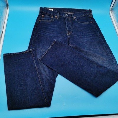Levi's 501 Premium Herren Jeans W30 L32 Dunkelblau Indigo Straight Leg Stretch Den