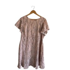 Basque Dress Size AU 16 / US 12 Pink Black Knee Length