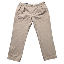 VTG Polo Ralph Lauren Pants Mens 40x31 Khaki Ethan Pleated Chino Cotton Casual
