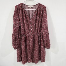 Loft Womens Dress Size Medium Floral Dainty Knee Length Long Sleeve