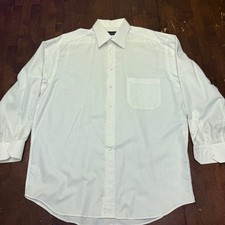 Canali Dress Shirt Mens 43 17 White Long Sleeve Micro Texture Made in Italy