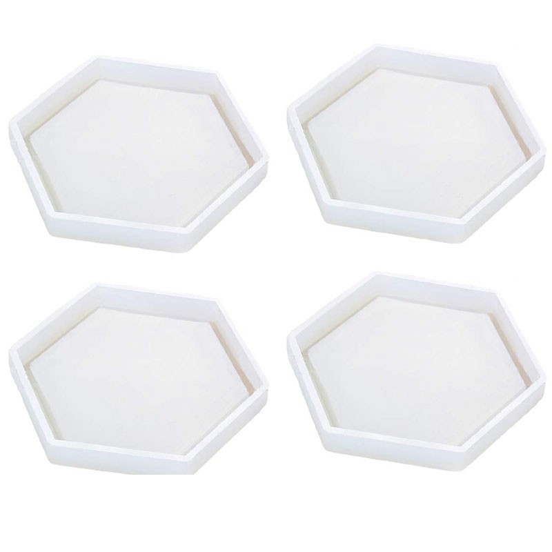Hexagon Silicone Coaster Molds for Resin & Epoxy Crafts - 4 Pack
