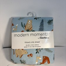 Gerber Modern Moments Blue Woodland Fitted Crib Sheet