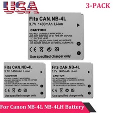 3-PACK Battery NB-4L NB4L for Canon PowerShot TX1 ELPH SD450 SD780 SD1400 SD400