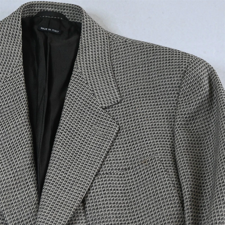 Chaqueta Blazer Abrigo Deportivo De Colección Hecha en Italia Cuadrado Años 90 Y2K 42R Marrón Tostado Geométrico Foto 2 de 4