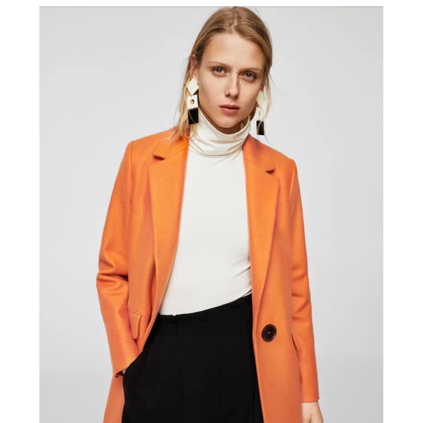 Mango Orange Wool Blend Single Button Blazer Coat… - image 16