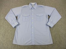 Christian Dior Shirt Mens Medium Blue Button Up Long Sleeve Epaulettes