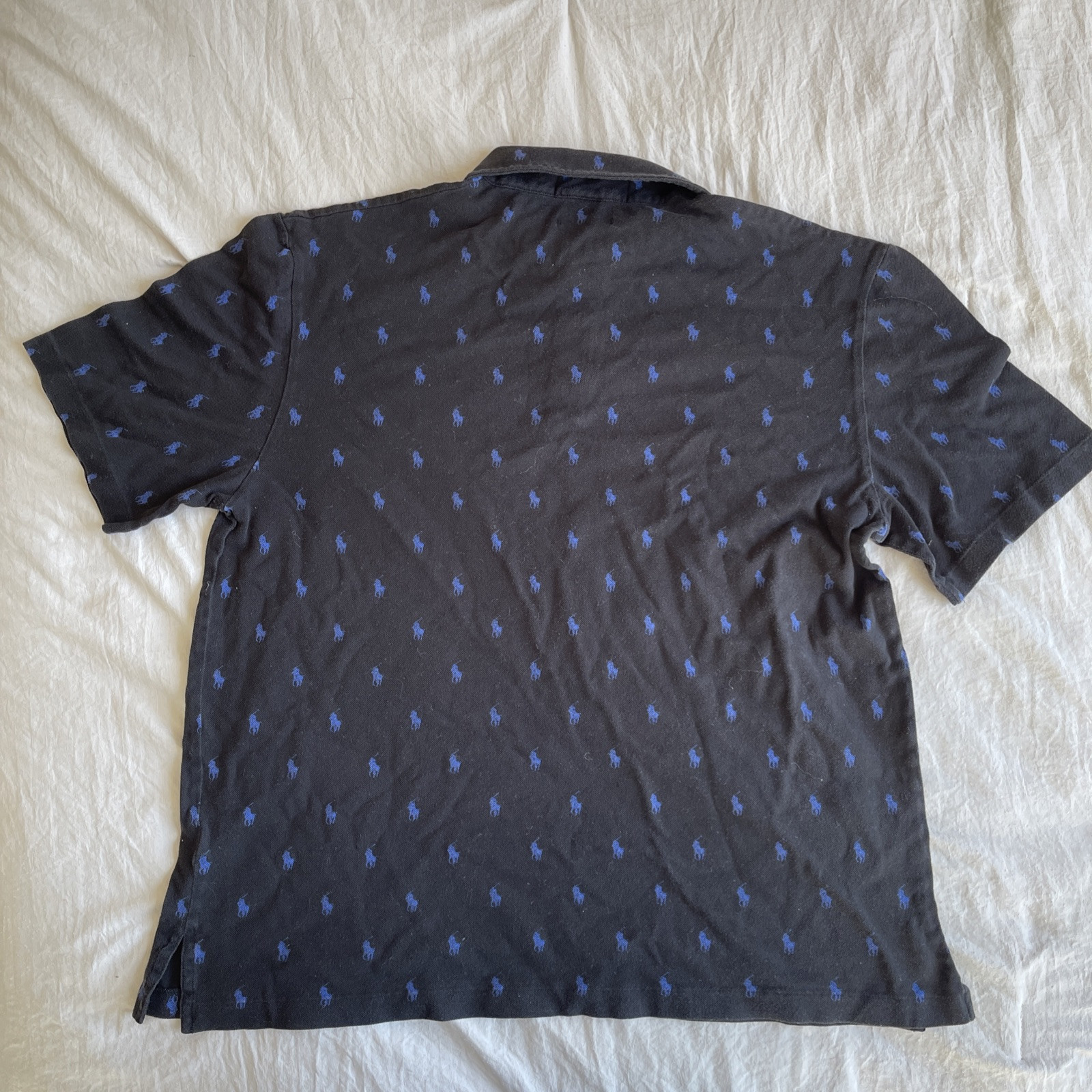 Ralph Lauren Polo Golf AOP Pony Logo Uomo Grande Nero Vestibilità Atletica Camicia