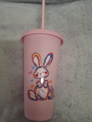 Ostertasse. Großer Becher. Bunny Design. Kommt mit Strohhalm und Deckel