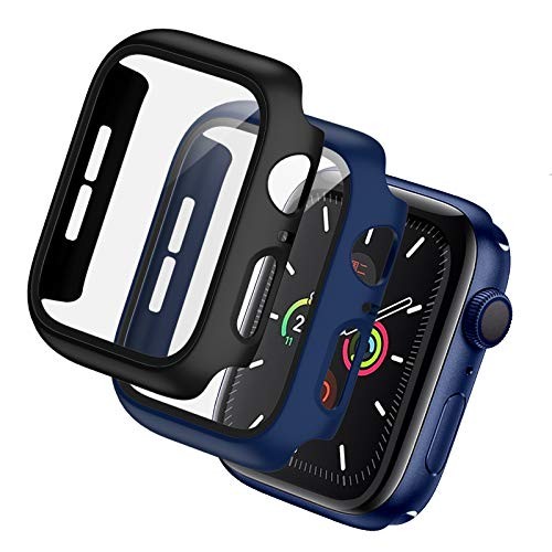 2 Pack Hard PC Case for Apple Watch Series 3/2/1 38mm with Tempered Glass