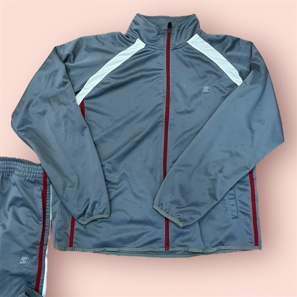 Chaqueta y pantalón de chándal para hombre talla L gris, blanco, borgoña Foto 3 de 4