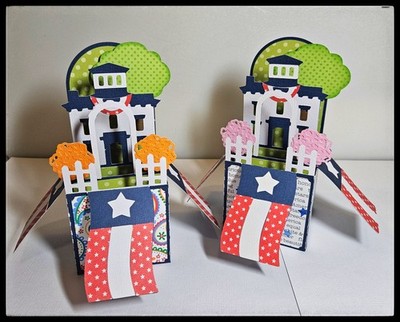 Handmade Patriotic Theme Box Card Explosion Box Card Pink & Orange PCC