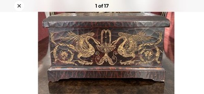 Hilda Flack Crackle Finish Hinged Box with Swans