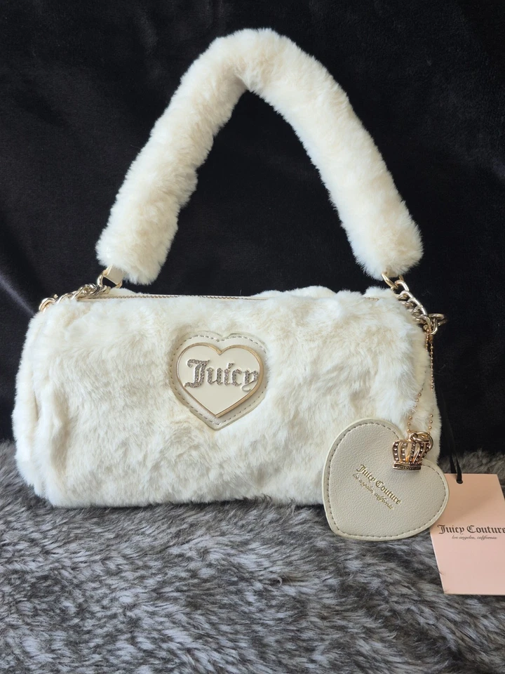 Juicy Couture Calentamiento Barril Bolso Cristal Crema Imitación Piel Acogedor Glamour Chic Lujo Nuevo Foto 4 de 4