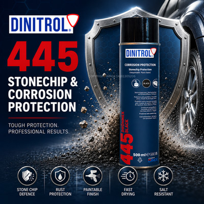 DINITROL 445 Steinschlagschutz Aerosol Spray 500 ml schwarz Lack rostfrei