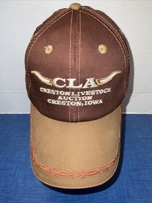 Vintage Creston Livestock Auction CLA Iowa Barbwire StrapBack Hat Cattle Farming