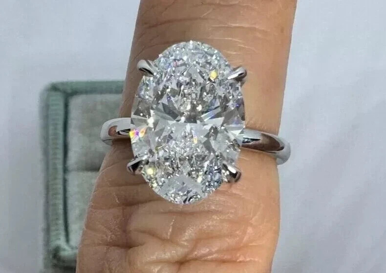 2.50Ct Oval Cut E/VS1 Natural Diamond Wedding Ring 14k White Gold Size 5 6 7