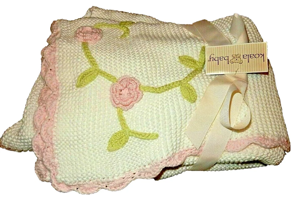 2C!¡GUAU! NUEVO CON ETIQUETAS 30x40 KOALA BABY Algodón Tejido Rosas Floral Suéter Bebé Cuna Manta Foto 2 de 3