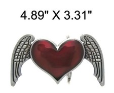 Engraved Winged Heart Belt Buckle