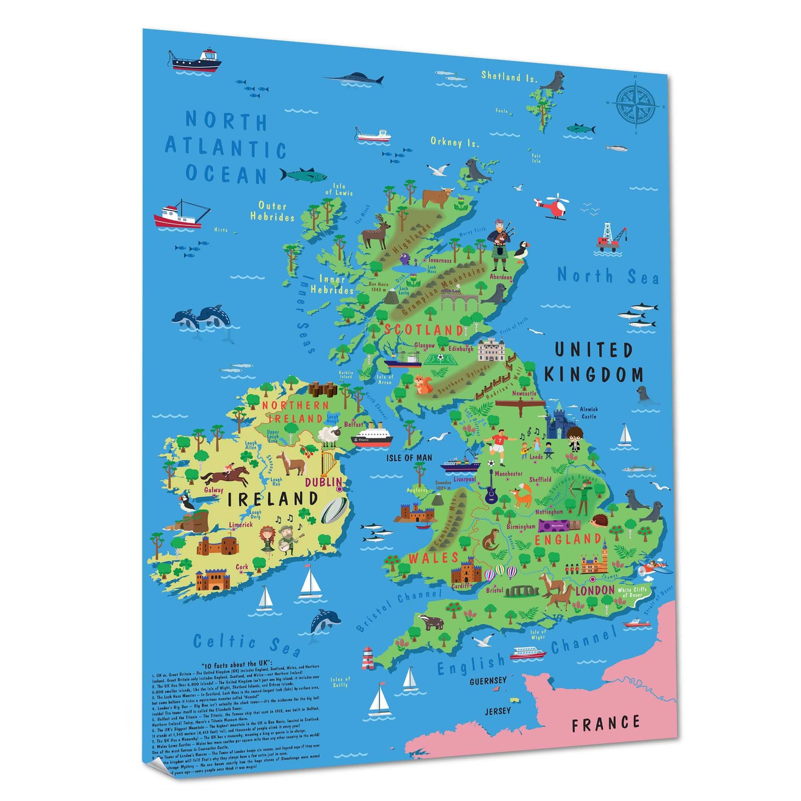 Children’s Wall Map United Kingdom & Ireland Poster – Colourful Mixed