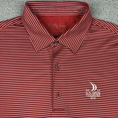 Bobby Jones U.S. Open Chambers Bay 2015 Polo Shirt Men s Medium Striped Golf