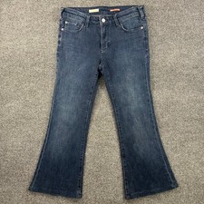 Pilcro Anthropologie Women  s Indira High-Rise Crop Flare Jeans Stretch Denim 28