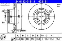 1X ATE Bremsscheibe 24.0132-0151.1 FüR Porsche 928 944 Turbo Cat