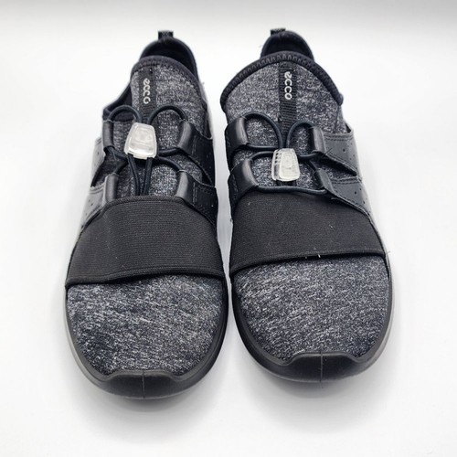 Ecco Sence elastic sneakers sz 6 black & gray slip on
