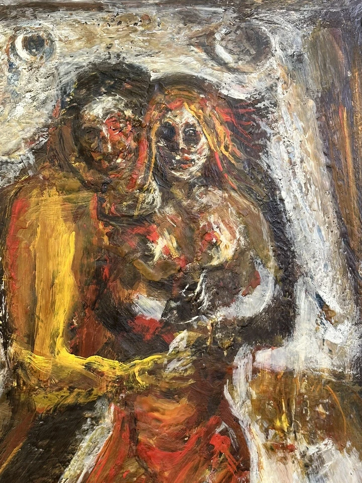 Original Painting Marco Celotti Mid Century Oil On Board “Dance With Cecidia” - Image 4 of 4