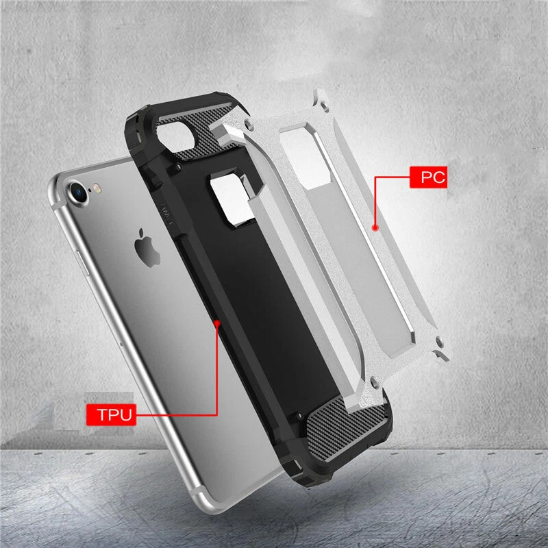 Cover custodia per Apple iPhone 7/8/SE copertura bordi  Silicone Gel Tpu+PC - Immagine 3 di 4