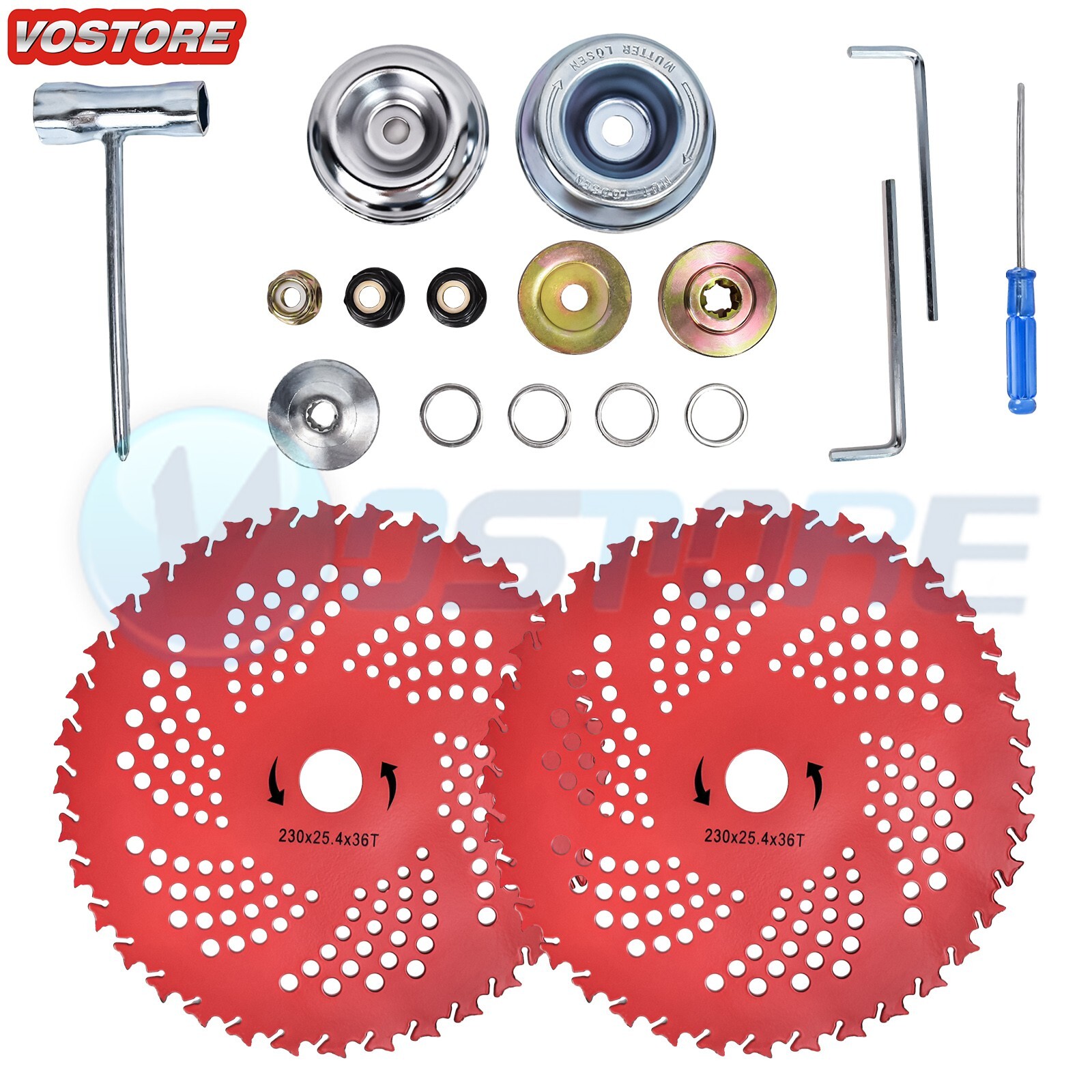 2 Pack 9"x 36 Teeth Carbide Tipped Blade kit for Brush Cutter Trimmer Weed Eater