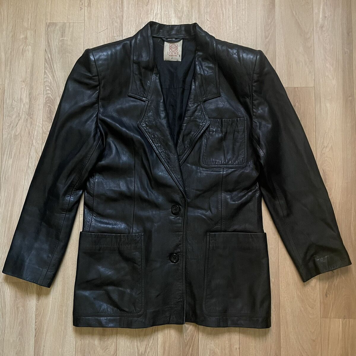 Loewe Leather jacket VINTAGE Coat winter Logo Buttons Womens Loewe Leather jacket VINTAGE Coat winter Logo Buttons Womens