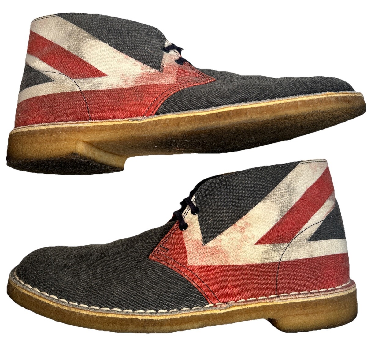 Men's US 10.5 Clarks Desert Boots Union Jack UK Flag Ankle