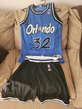 Shaq O'neal Orlando Magic Jersey Blue Size 40 # 32(Rare Stripe Pattern) + Shorts