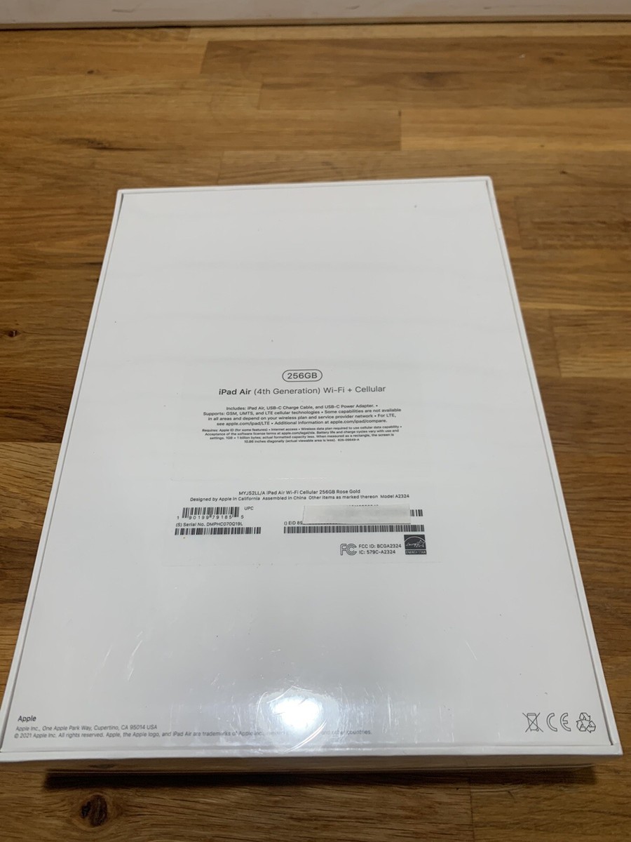Apple iPad Air 4th Gen. 256GB, Wi-Fi + 4G Unlocked 10.9 Apple iPad Air 4th Gen. 256GB, Wi-Fi + 4G Unlocked 10.9