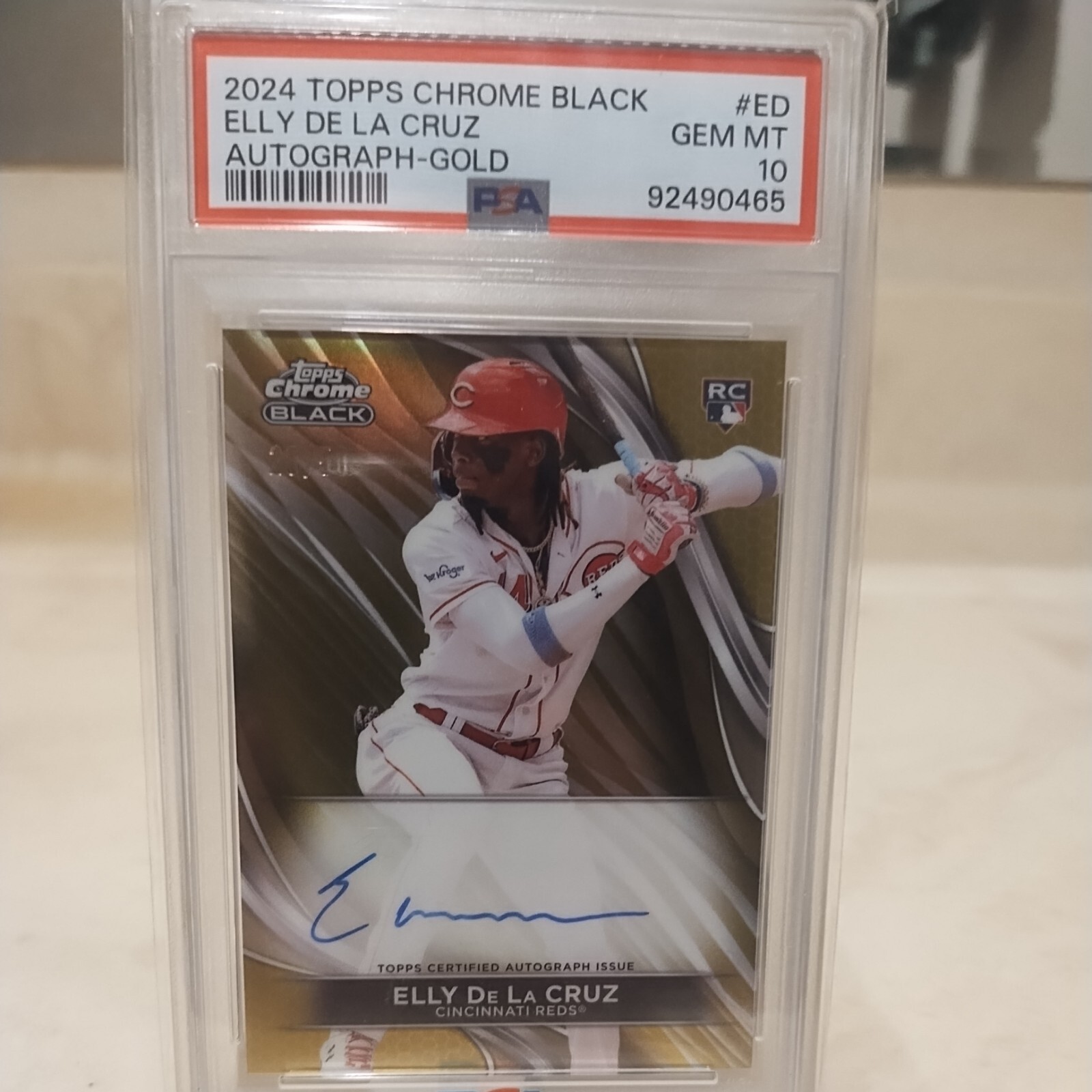 2024 Topps Chrome Black Elly De La Cruz Gold Auto #/50 PSA 10