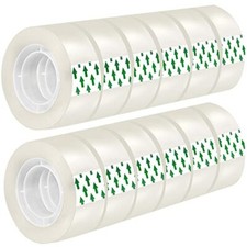 12 All-Purpose Clear Transparent Tape Rolls for Office School Tape Dispenser