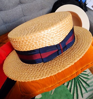 Vintage 1930s STETSON MEDALIST YEDDO SKIMMER BOATER HAT PANAMA 