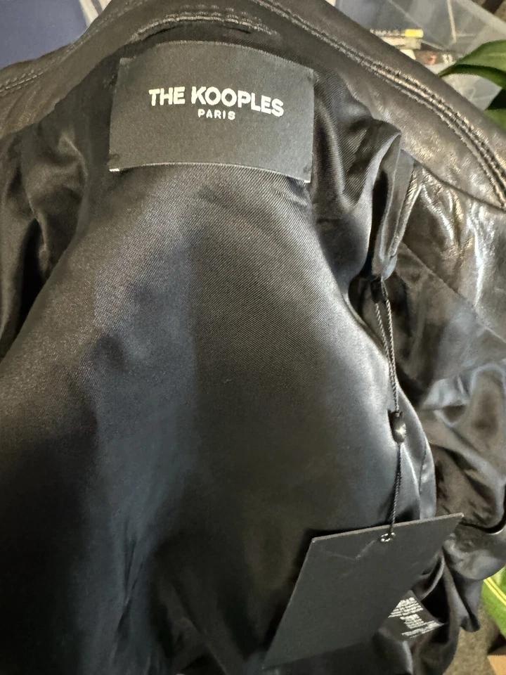Chaqueta de motociclista The Kooples de cuero de cordero negra para mujer talla 3 nueva con etiquetas Foto 4 de 4