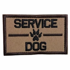 Service Dog, K9 Dog Embroidered Tactical Morale Hook & Loop Patch Coyote Brown