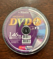 RIDATA 4X Mini DVD-R Media Spindle 1.46GB - 10 Pack - NEW Sealed