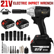 Cordless Electric Impact Wrench Gun 1/2'' Driver 520Nm/Li-ion Battery High Power
