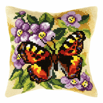 Orchidea Cross Stitch Kit: Cushion: Large: Butterfly