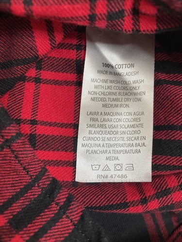 Mott & Grand Mens Red Flannel Shirt Sz Small Button Down Plaid - Picture 7 of 7