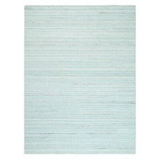 9'1"x12' Modern Design Plain Natural Wool Hand Loomed Ivory with Blue Rug R63043