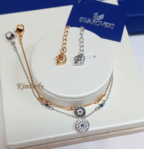 Swarovski Evil Eye Bracelet Set of 2 Clear/Blue Crystal Authentic NEW 5272256 - Picture 12 of 19