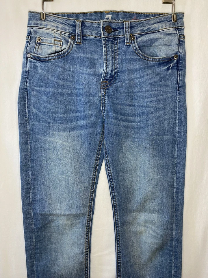 Pantalones 7 For All Mankind Juveniles Talla 12 Azul Jeans Denim Lavado a la Piedra Niños Niños 28x27 Foto 3 de 4