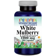 White Mulberry Leaf Extract 1000mg 200 Caps Naturally Contains Quercetin