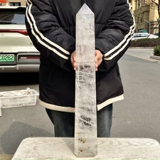 9.72LB Natural transparent white quartz crystal pillar Collect spiritual energy